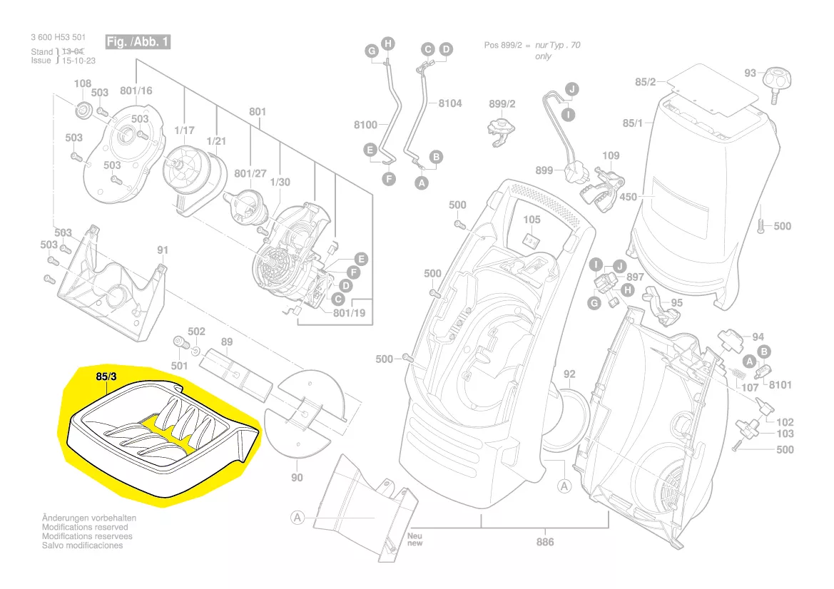 Couvercle entonnoir AXT Rapid 180, 200, 2000, 2200